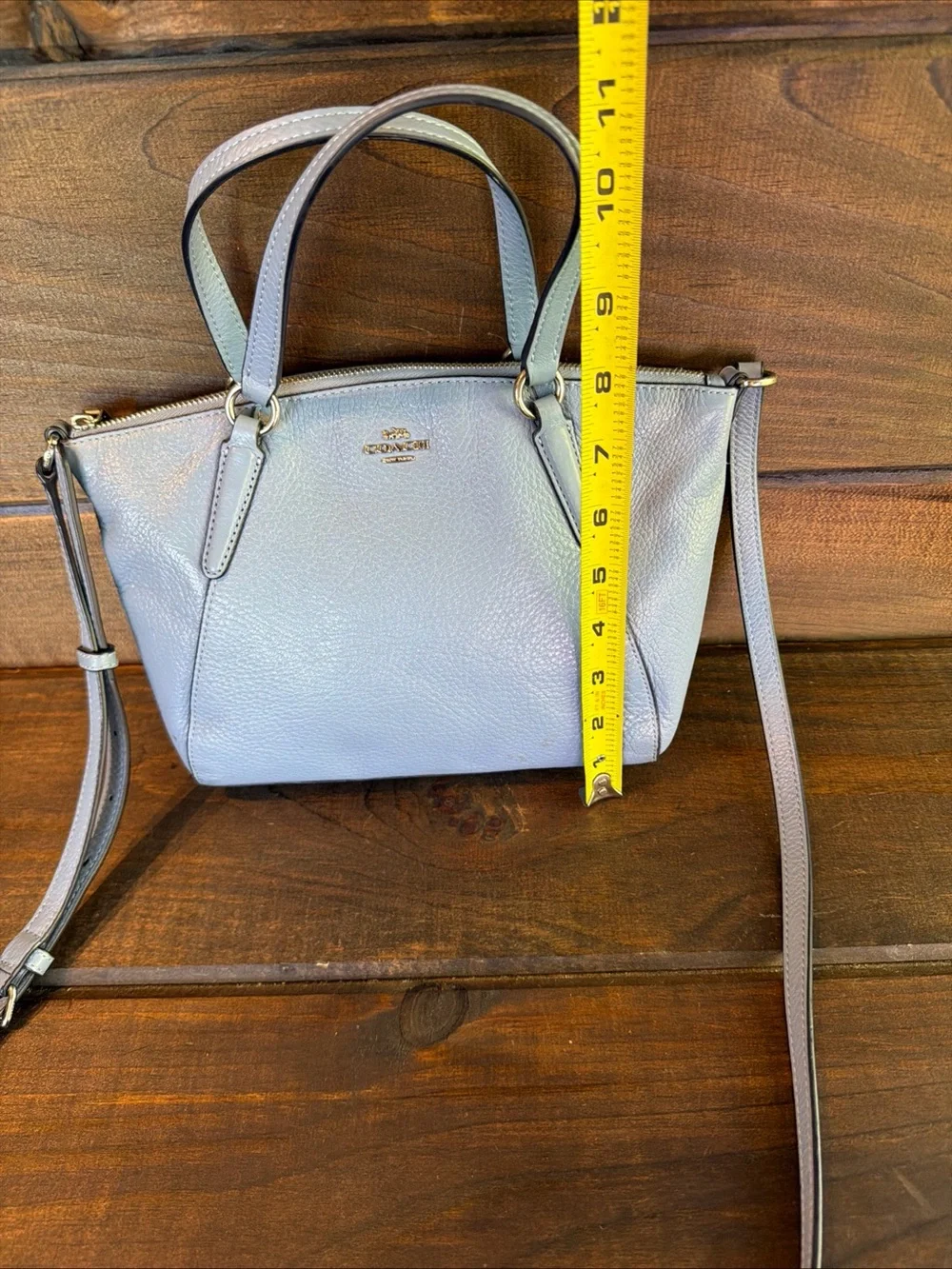 Coach Kelsey Mini Blue Leather Crossbody Satchel